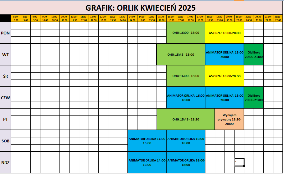 Grafik orlik kwiecień